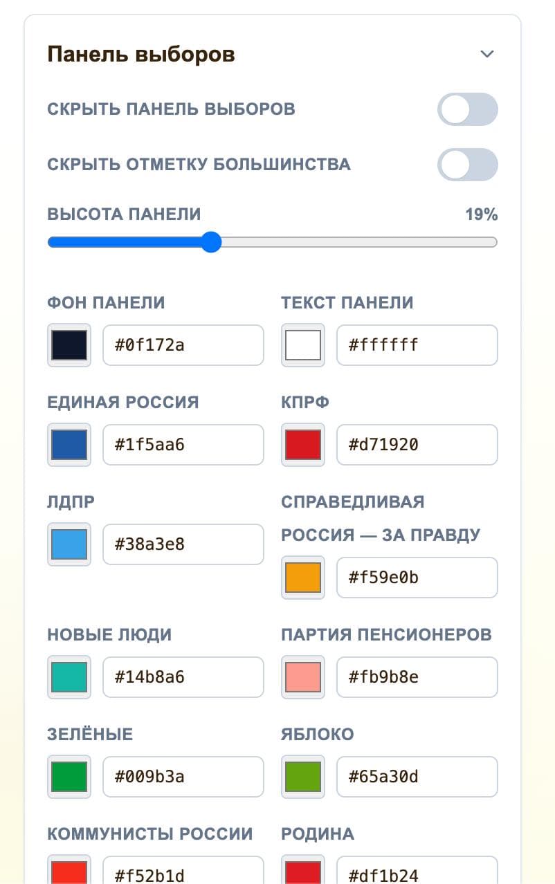 Скриншот: панель выборов