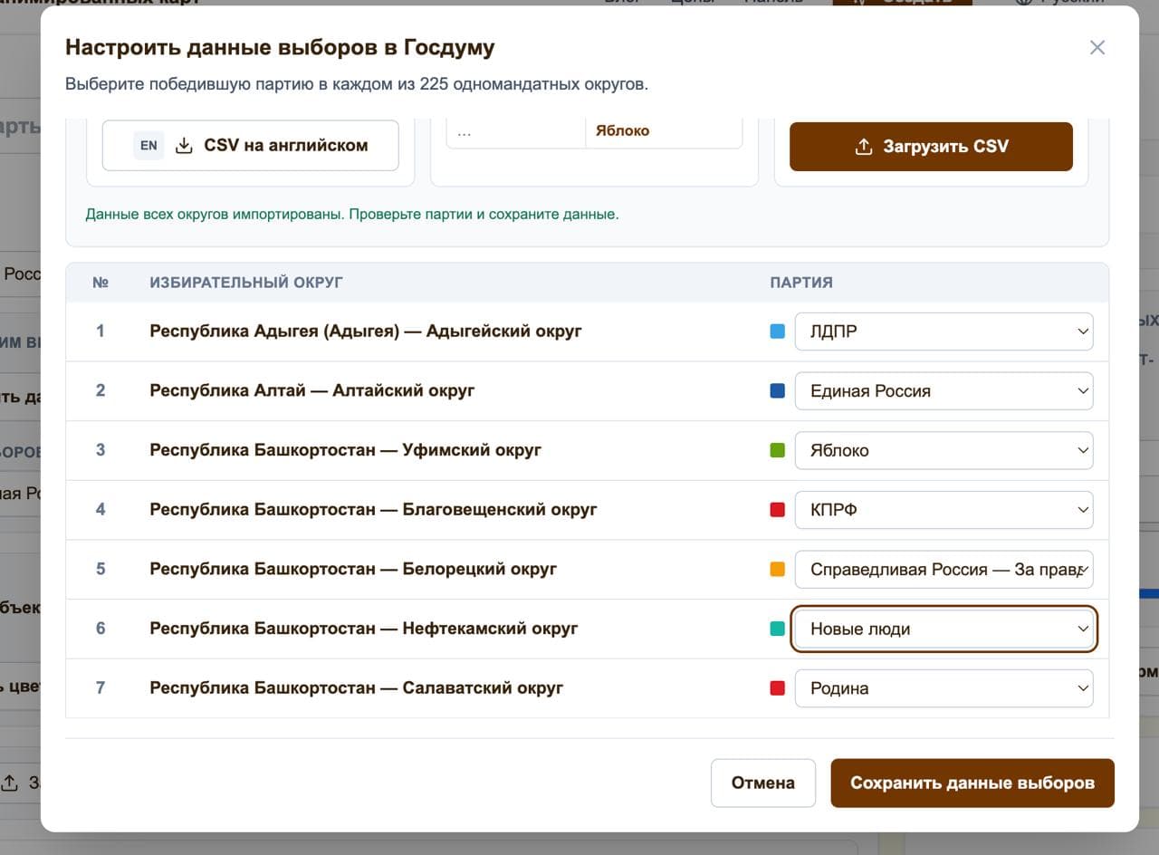 Скриншот: результат импорта CSV файла